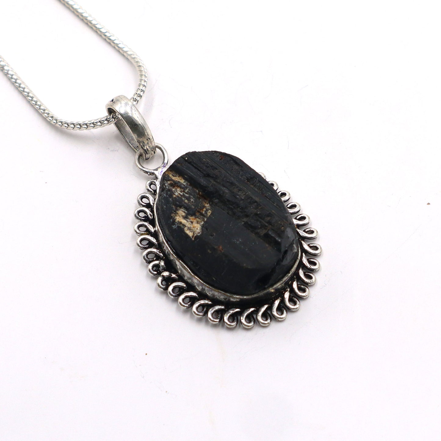 Raw Black Tourmaline Pendant