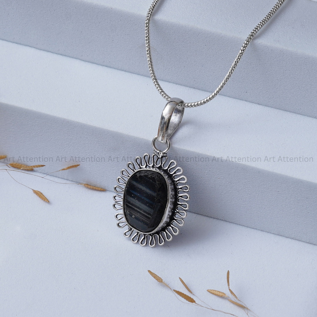 Raw Black Tourmaline Pendant