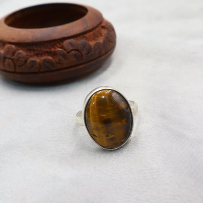 Tiger Eye Adjustable Ring