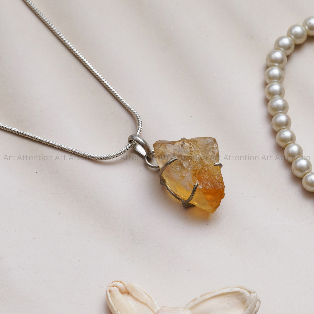 Raw Citrine Cluster Pendant