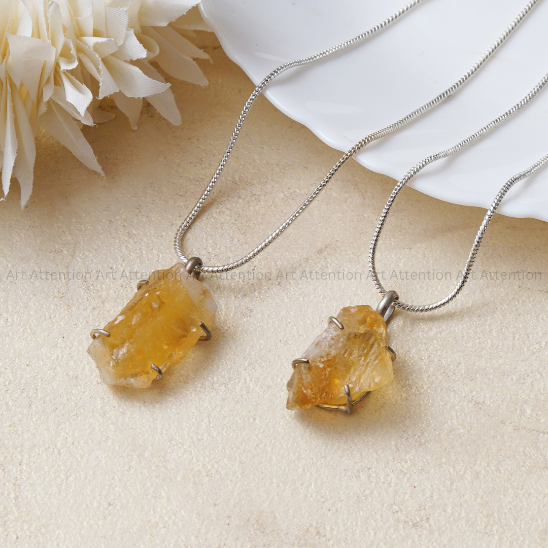 Raw Citrine Cluster Pendant