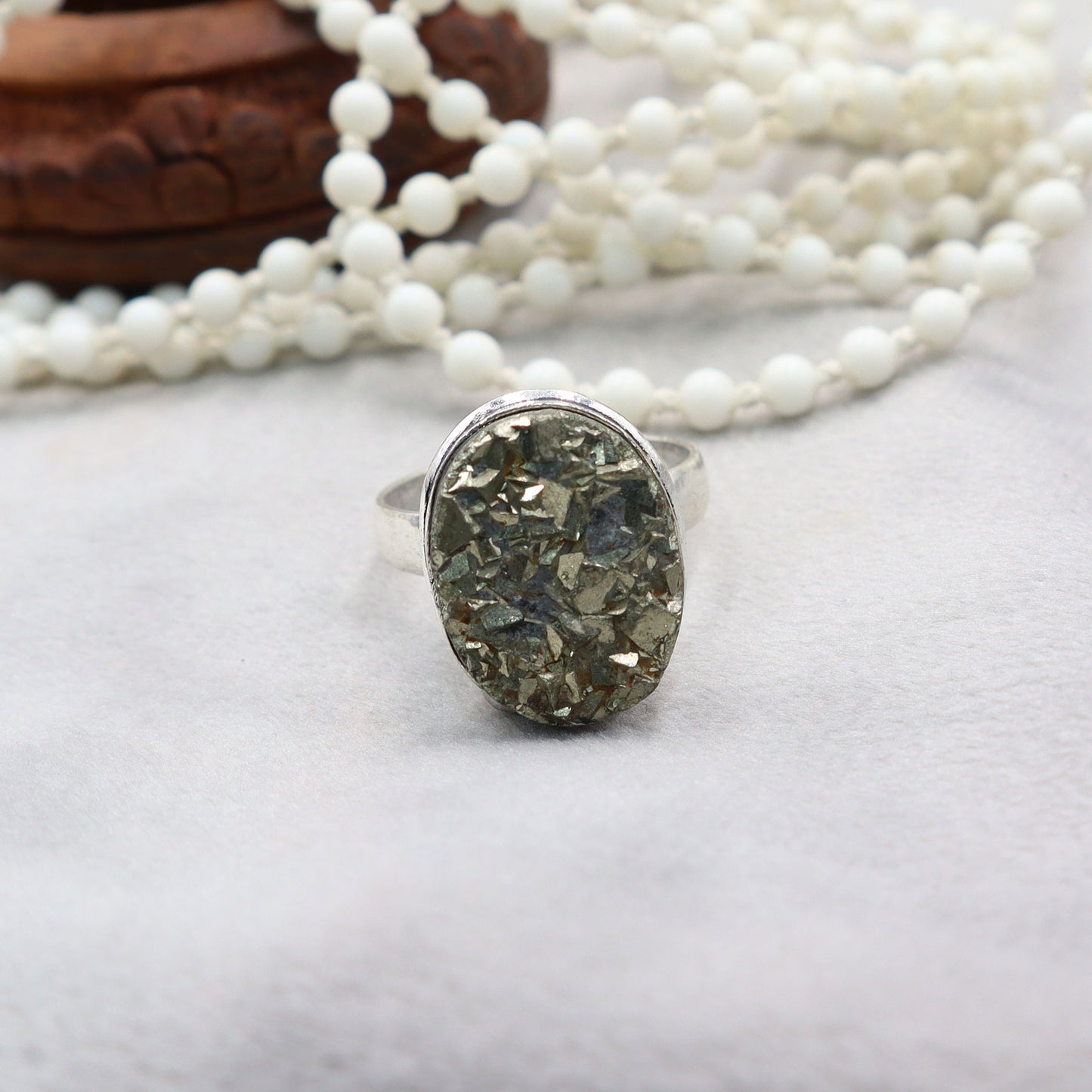Pyrite Oval Ring