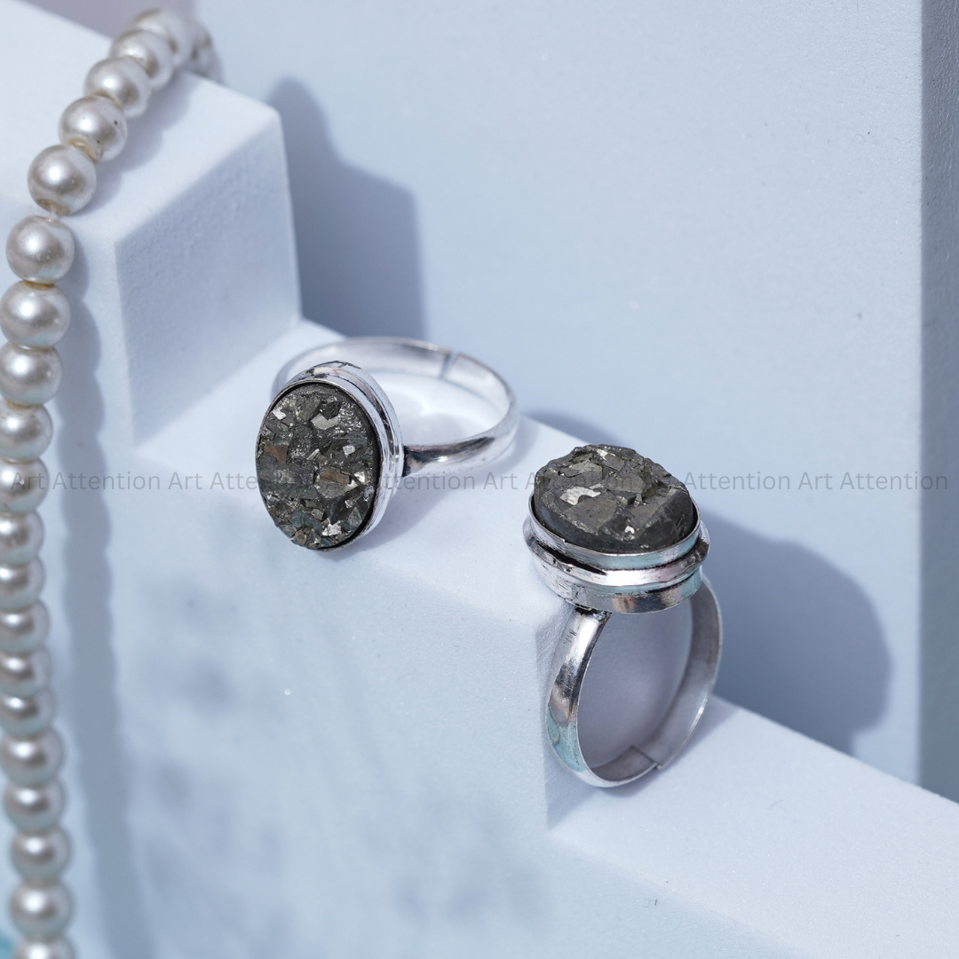 Pyrite Oval Ring