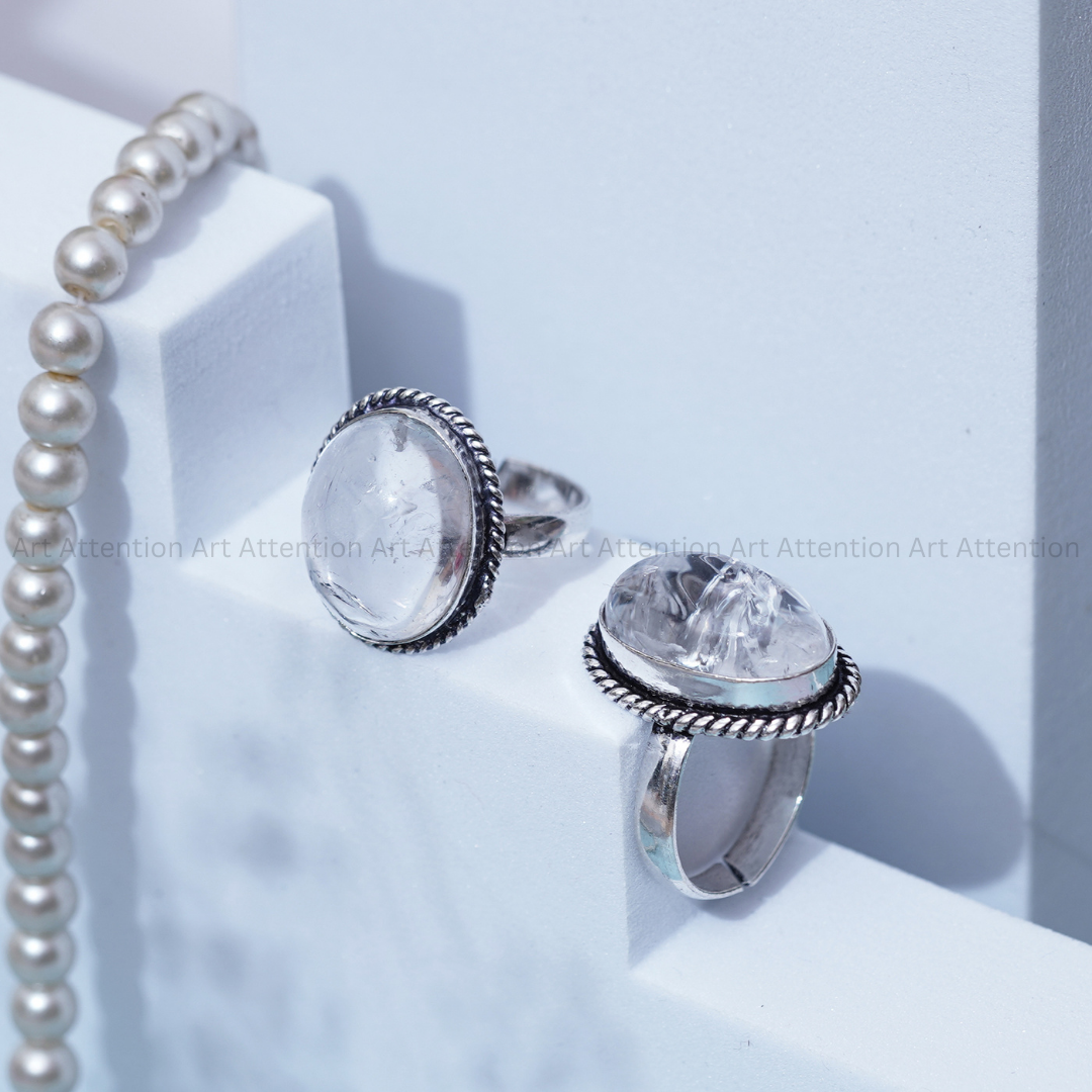 Clear Quartz Adjustable Ring