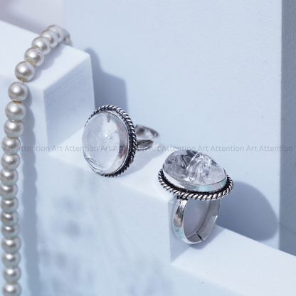 Clear Quartz Adjustable Ring