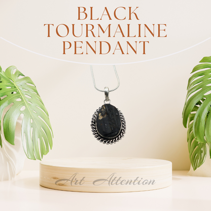 Raw Black Tourmaline Pendant