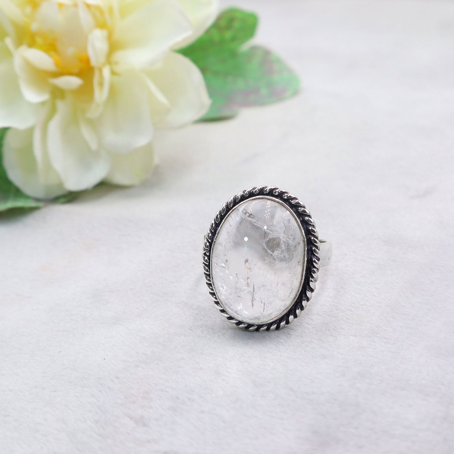 Clear Quartz Adjustable Ring