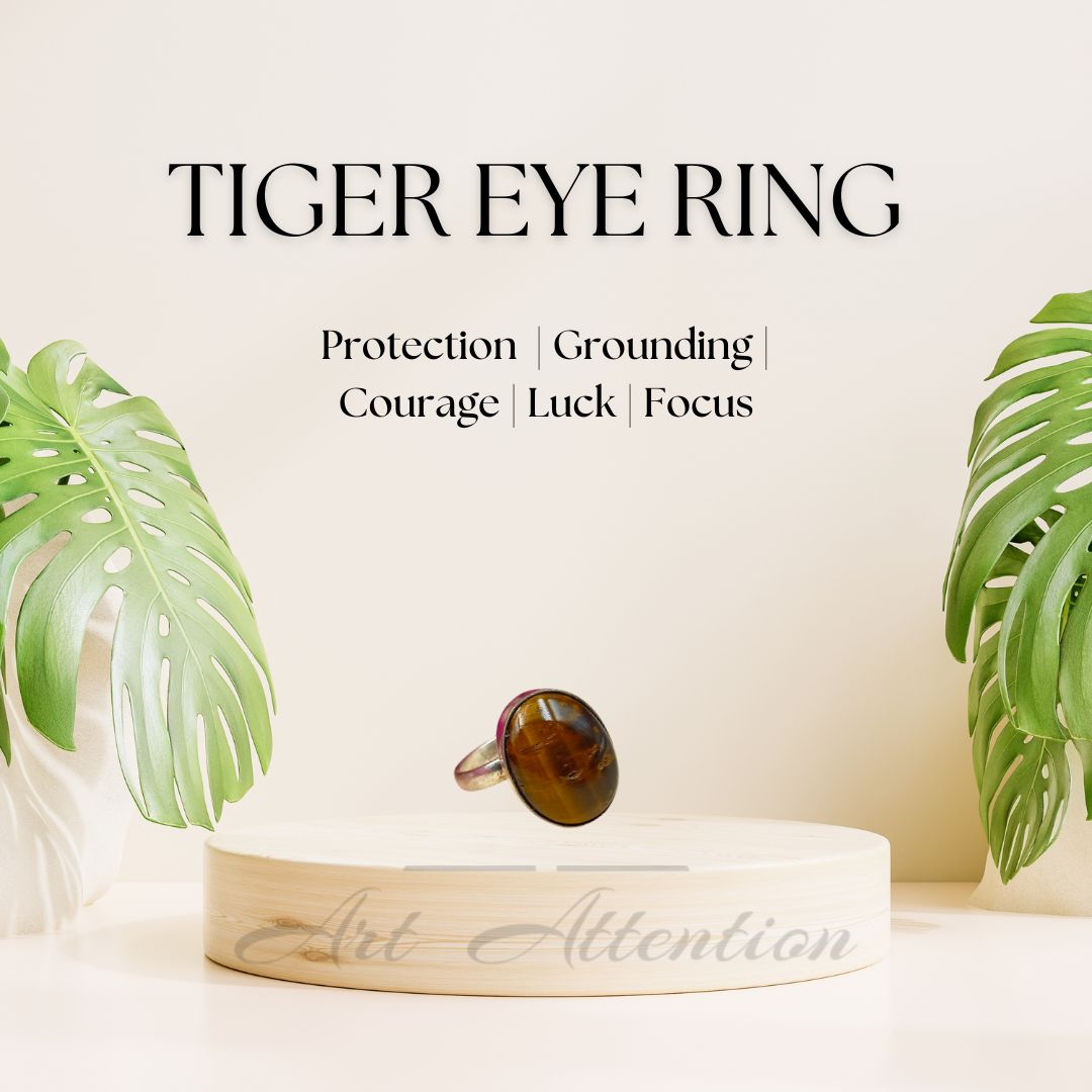 Tiger Eye Adjustable Ring