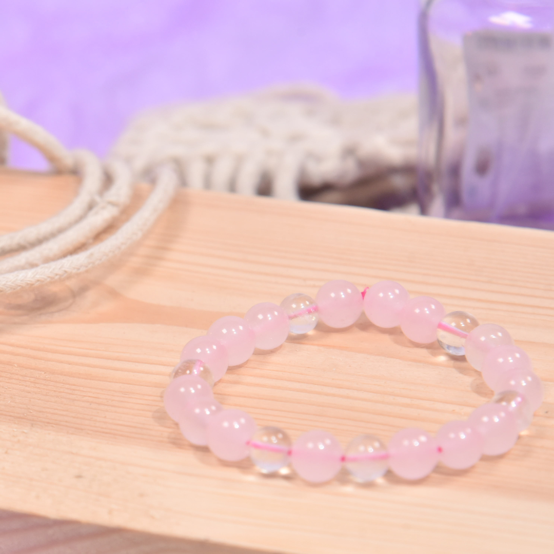 Beauty Enhancer : Rose Quartz & Clear Quartz Bracelet