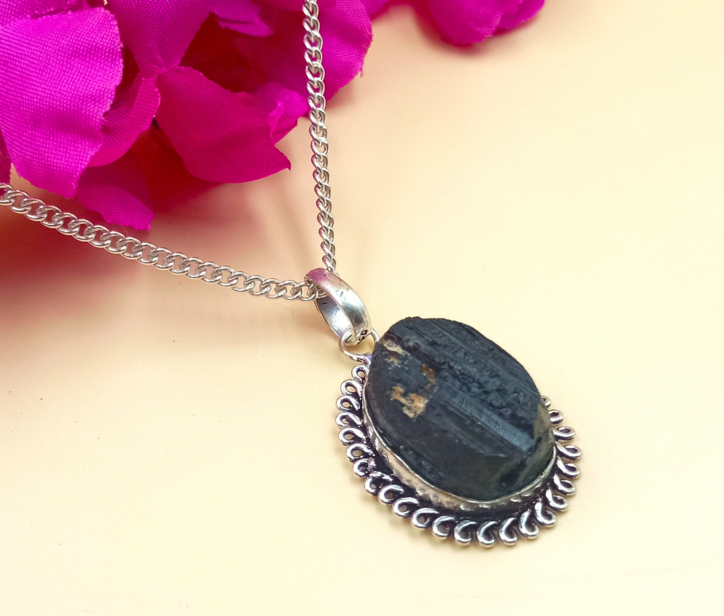 Raw Black Tourmaline Pendant