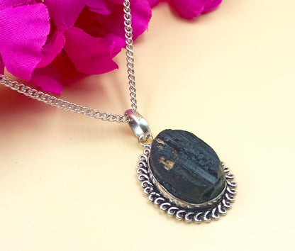 Raw Black Tourmaline Pendant