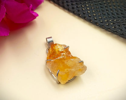 Raw Citrine Cluster Pendant
