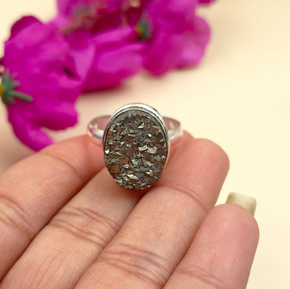Pyrite Oval Ring