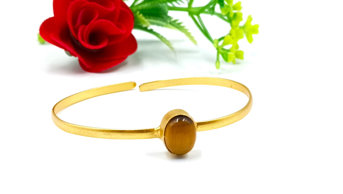 Tiger Eye 18K Gold Plated Kada