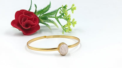 Rose Quartz 18K Gold Plated Kada