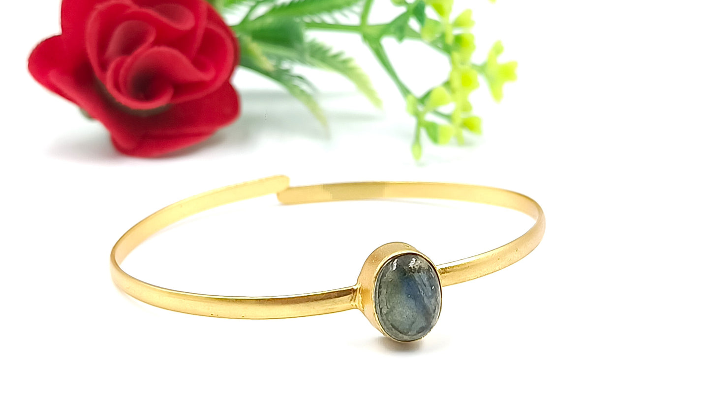 Labradorite 18K Gold Plated Kada