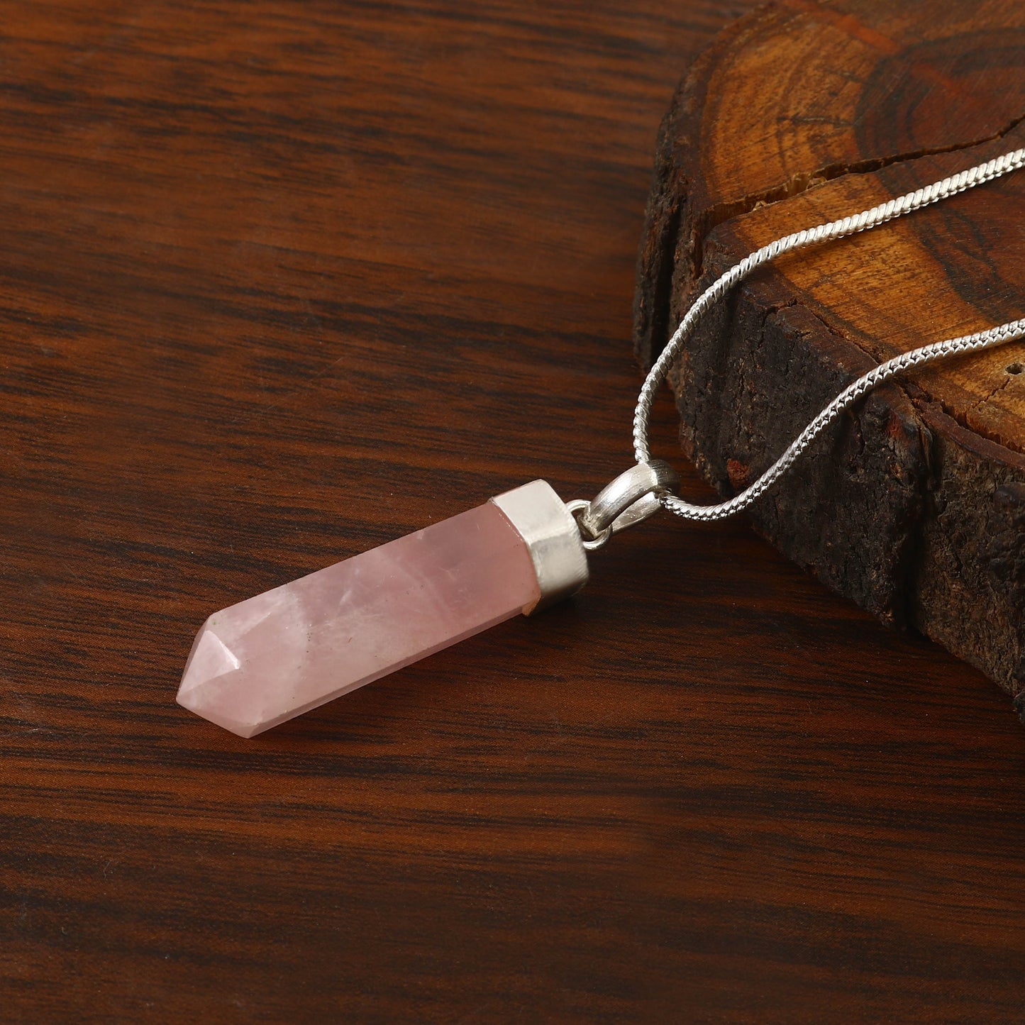Rose Quartz Pencil Pendant