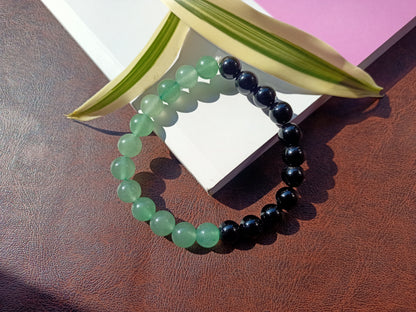 Green Aventurine & Black Tourmaline Combination Bracelet
