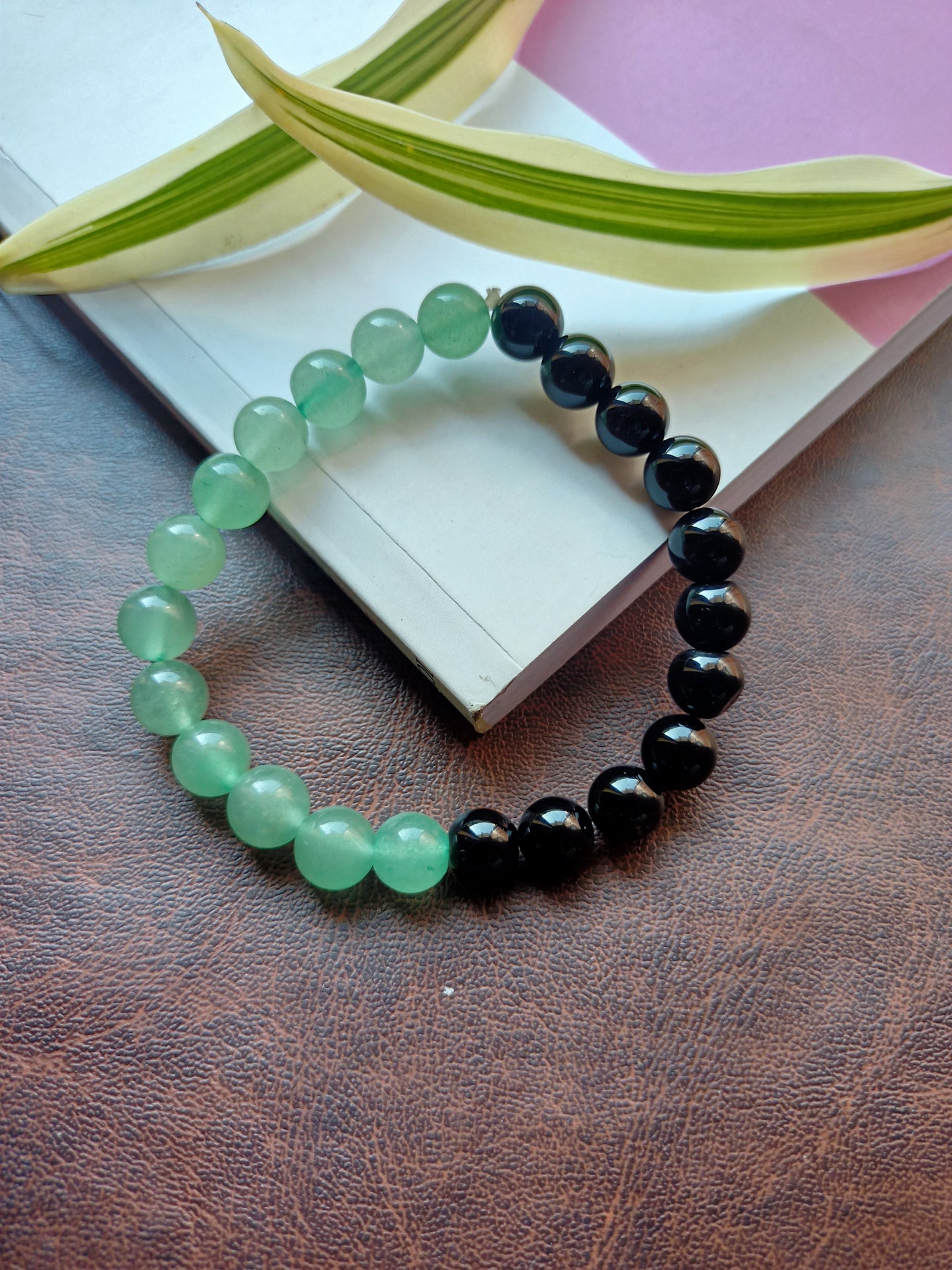 Green Aventurine & Black Tourmaline Combination Bracelet