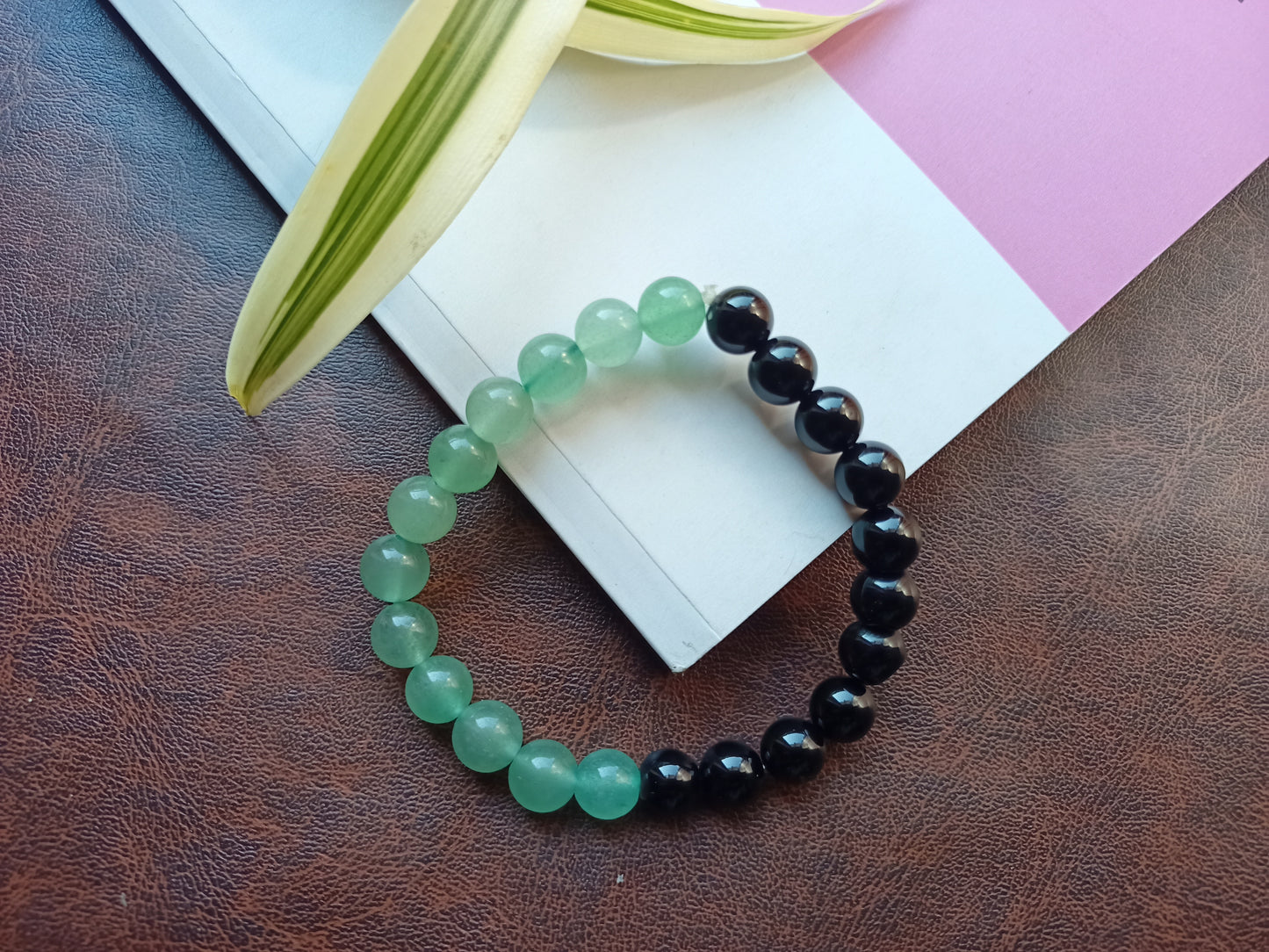 Green Aventurine & Black Tourmaline Combination Bracelet