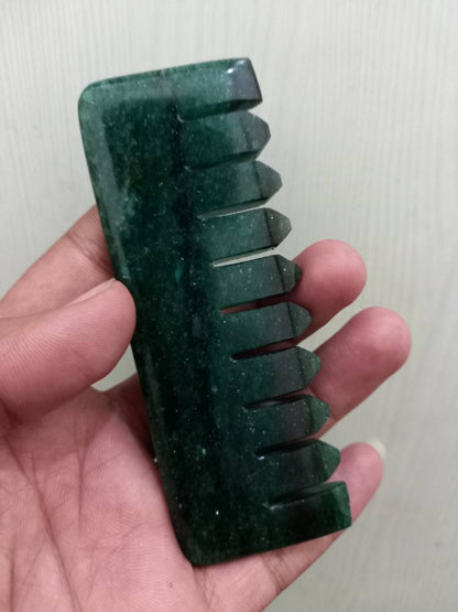 Green jade Crystal Comb